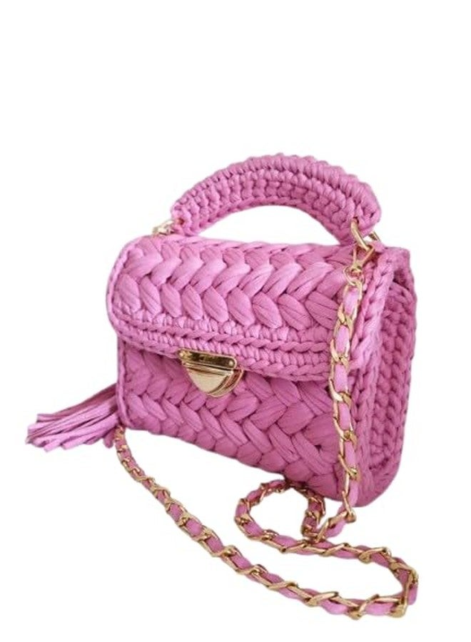 vihs Ethnic Handcrafted Sling Bag for Women Side Bag with Intricate Tassel Detailing & Chain Shoulder Strap Girls Casual Shoulder Bag for Gift Pink Occasion Crossbody Bag - Image 1
